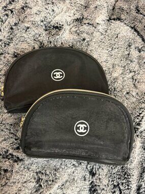 (2) Chanel Mesh Case Makeup Bag